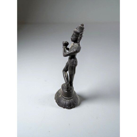 Vintage Lord Krishna Playing His Flute 4.25” Bronze Statue Exquisite Detail - Picture 2 of 9